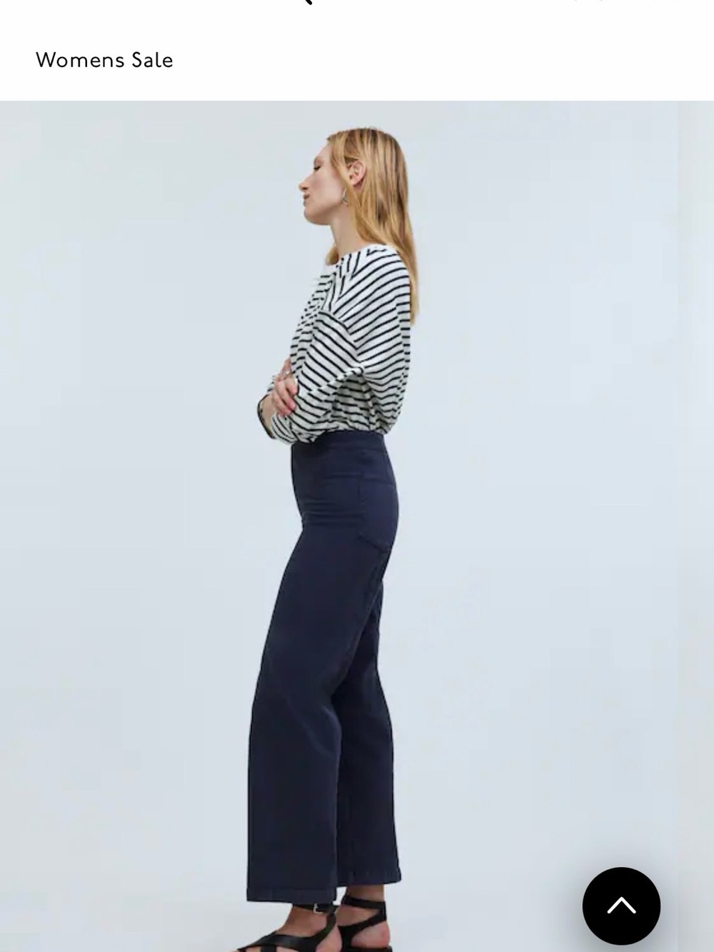 Great condition size 31 Madewell Emmett Wide Leg Crop Navy High-Rise Pants. - Picture 2 of 15